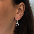Crescent Moon Pearl Sleeper Earrings Silver