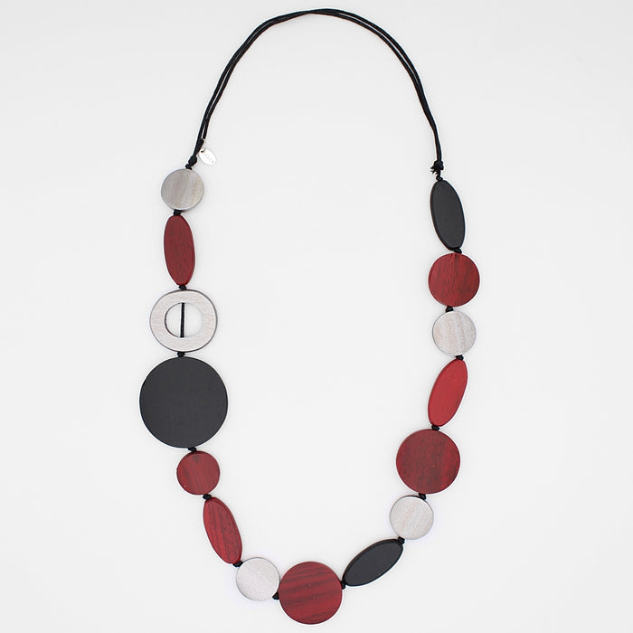 Crimson Brea Wood Necklace - Sylca Designs - Chunky Jewelry