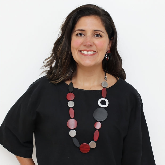 Crimson Brea Wood Necklace - Sylca Designs - Chunky Jewelry
