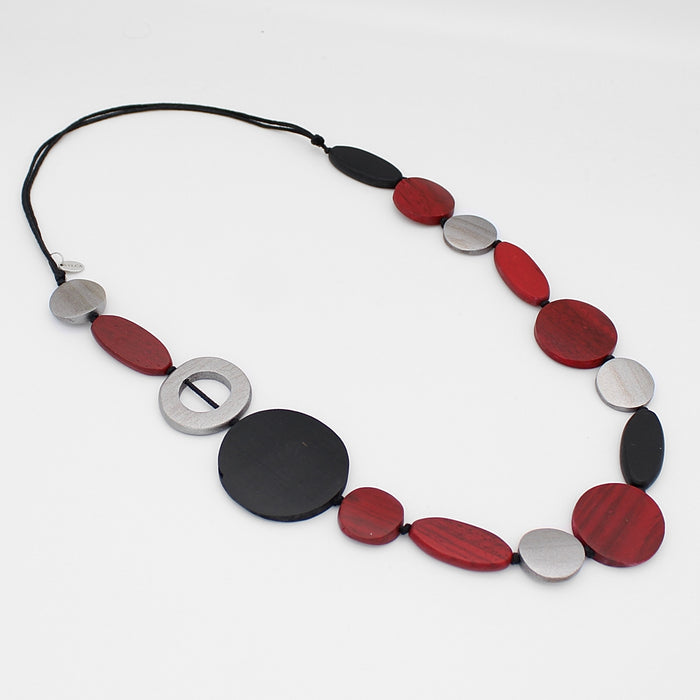 Crimson Brea Wood Necklace - Sylca Designs - Chunky Jewelry