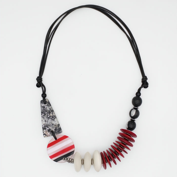Crimson Frost Beaded Necklace - Sylca Designs - Chunky Jewelry