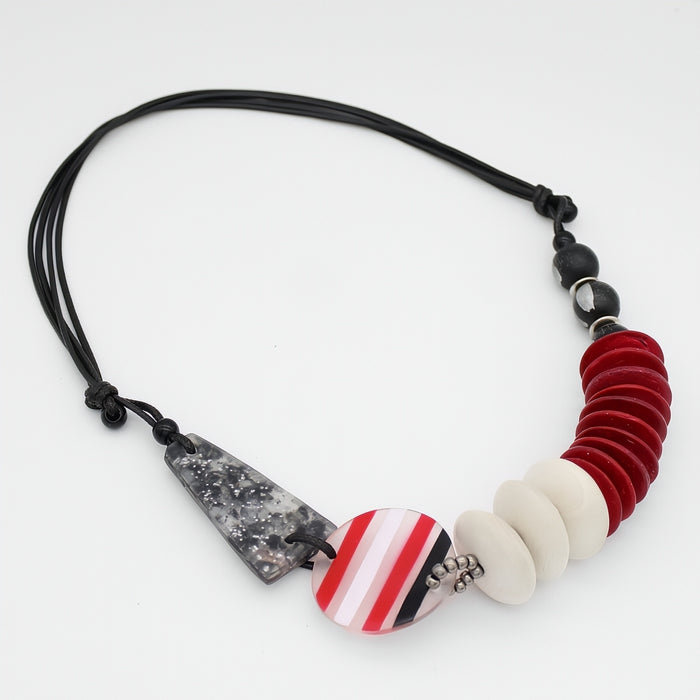 Crimson Frost Beaded Necklace - Sylca Designs - Chunky Jewelry