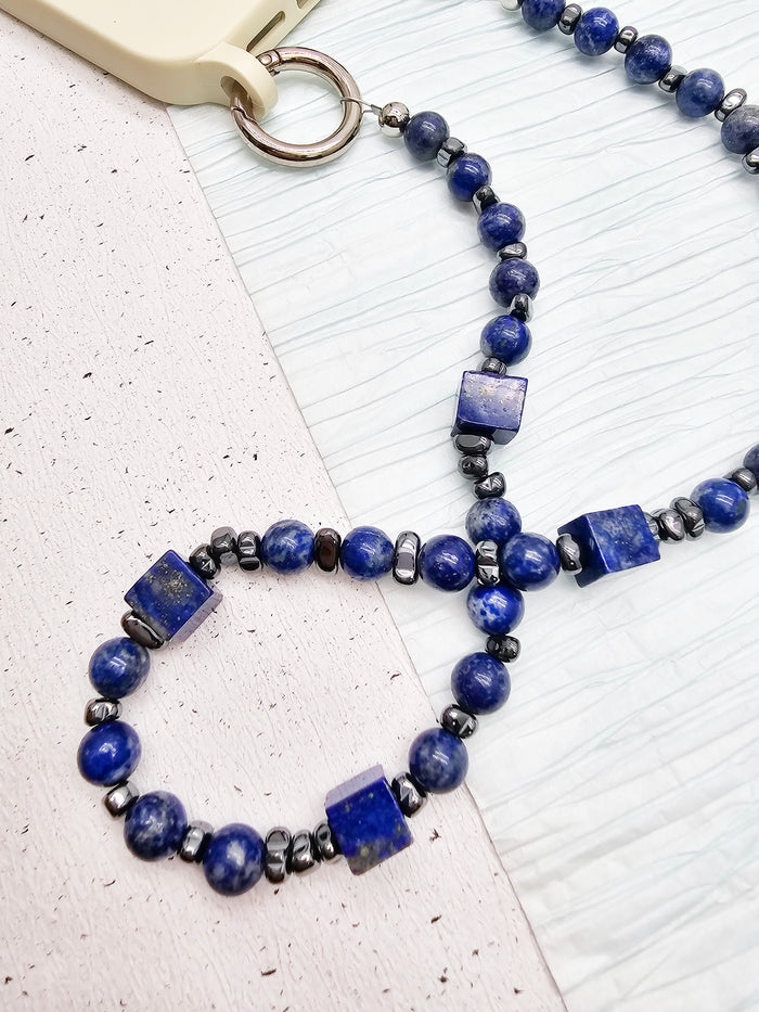 Cube And Round Lapis Lazuli Phone Charm PC034