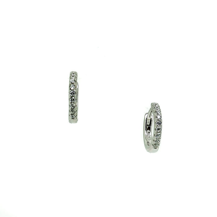 Sterling silver cubic zirconia huggie earrings 10mm sleeper hoops