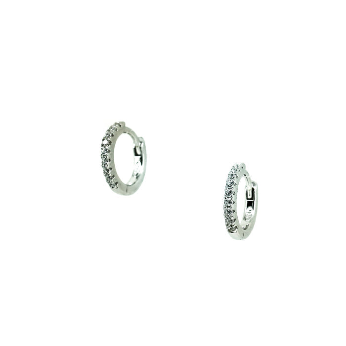Small silver cz sleeper earrings dainty everyday huggies