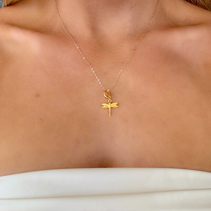 dragonfly pendant in gold vermeil designed in Broome Australia