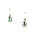 dainty silver pearl hook earrings set in sterling silver
