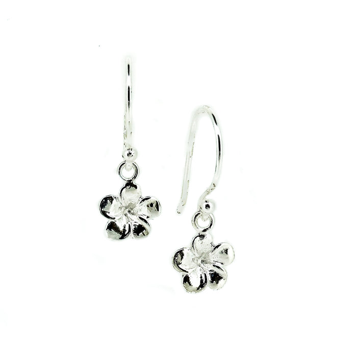 silver frangipani hook earrings