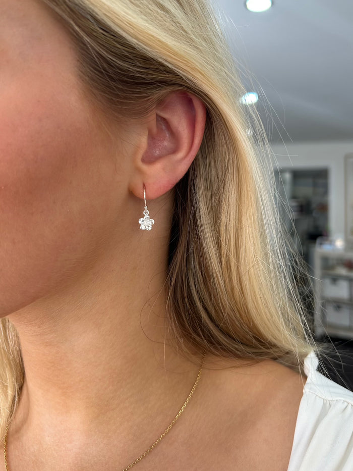 Dainty Frangipani Hook Earrings Silver