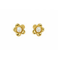 Dainty Frangipani Pearl Studs Gold
