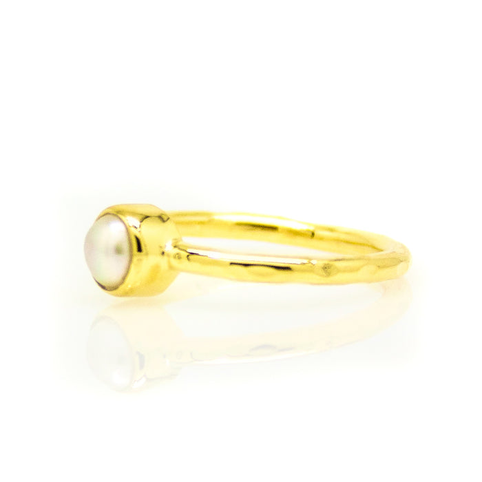 dainty gold pearl ring