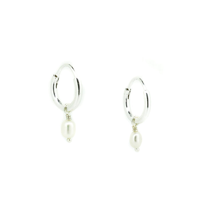 Dainty Sea Goddess Sleeper Earrings Silver 4mm | Freshwater Pearl Sterling Silver Earrings