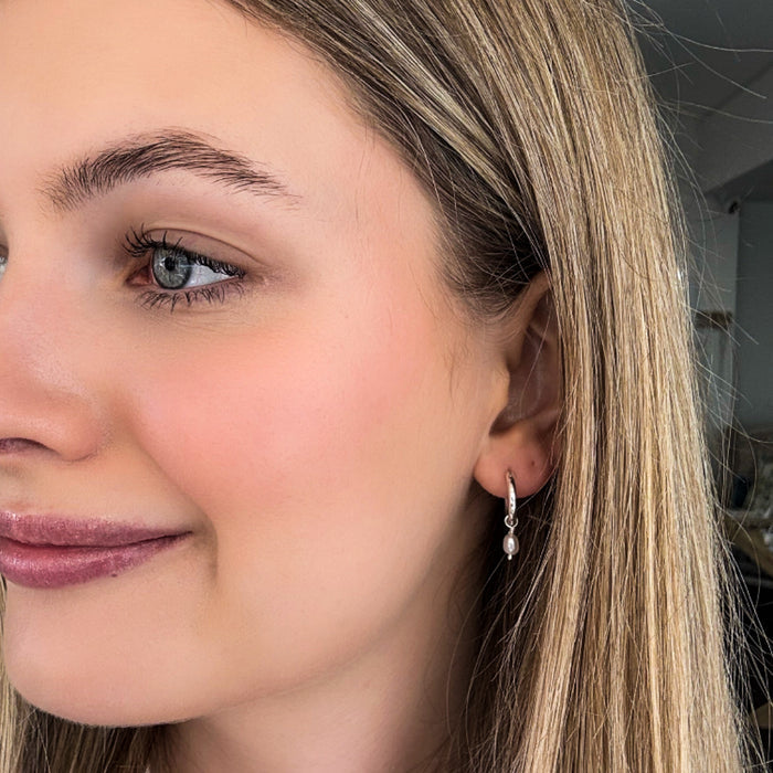 Dainty Sea Goddess Sleeper Earrings Silver 4mm | Freshwater Pearl Sterling Silver Earrings