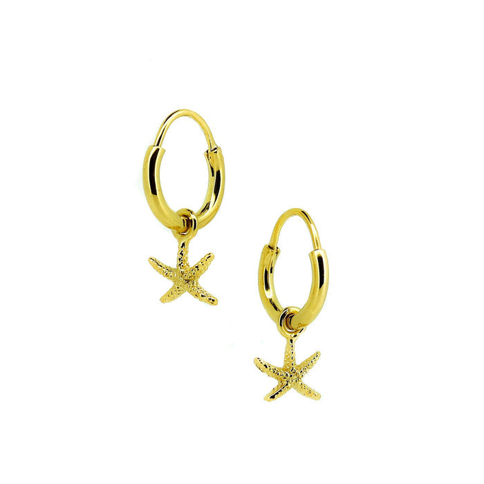 Gold starfish huggie earrings 10 mm gold vermeil seastar earrings Broome jewellery