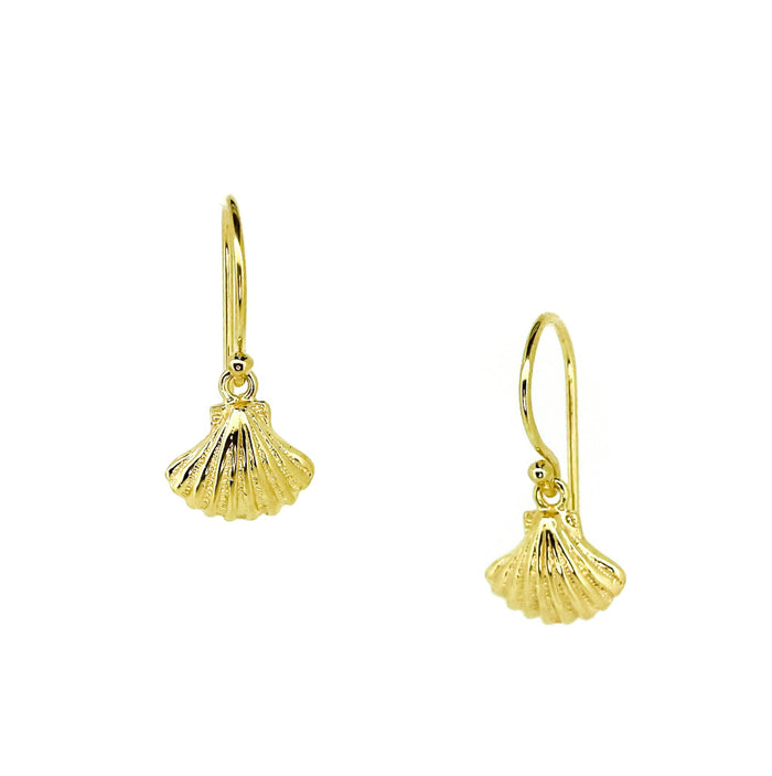dainty gold shell earrings