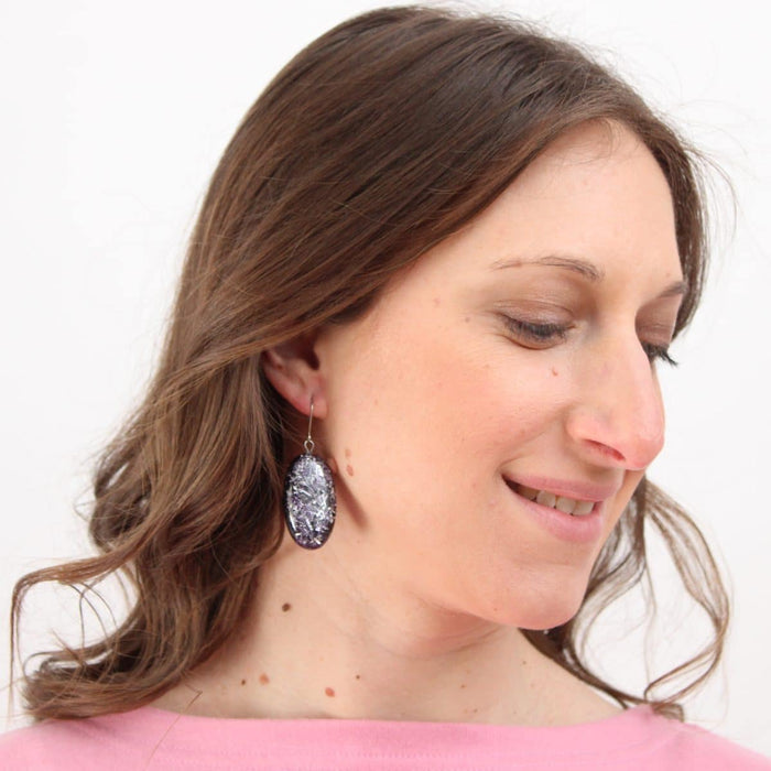 Deep Purple Speckled Thea Earring - Sylca Designs - Chunky Jewelry