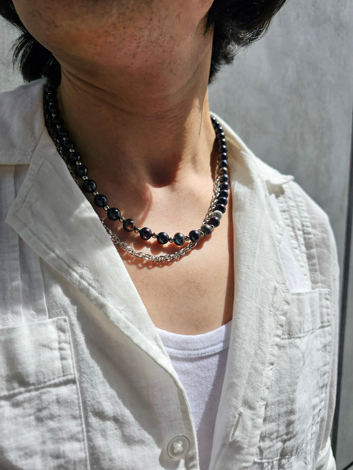 Deep Purple With Sterling Silver Mens Necklace MEN06
