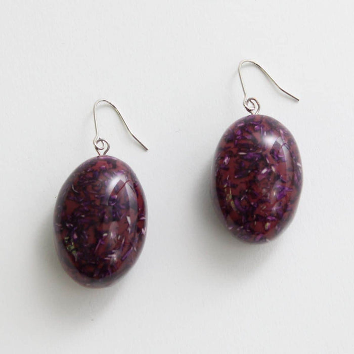 Deep Red Speckled Oval Thea Earring - Sylca Designs - Chunky Jewelry