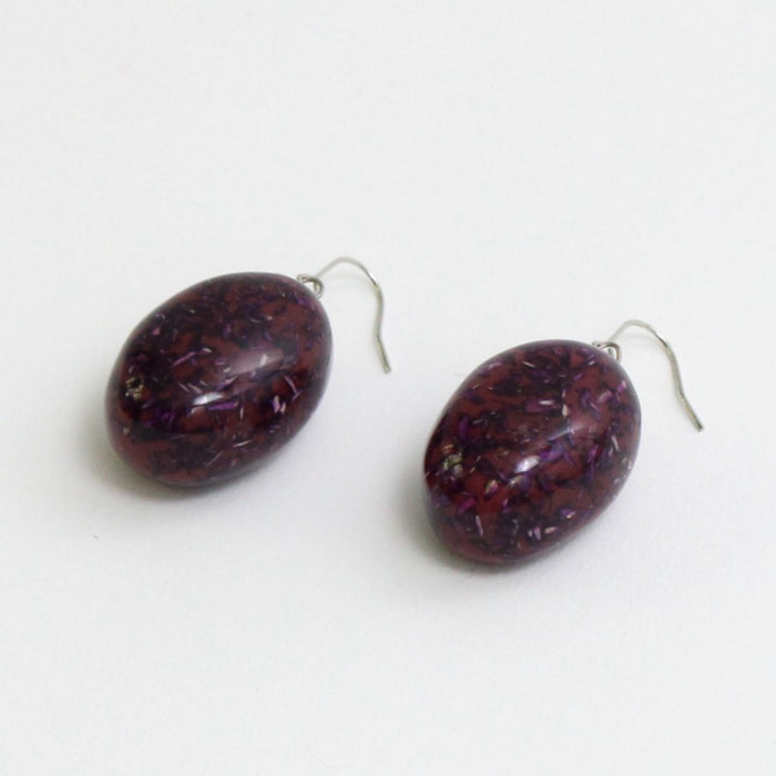 Deep Red Speckled Oval Thea Earring - Sylca Designs - Chunky Jewelry