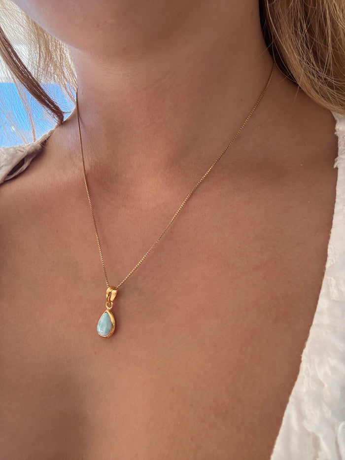 Dew Drop Larimar Pendant Gold | Larimar Gold Vermeil Pendant