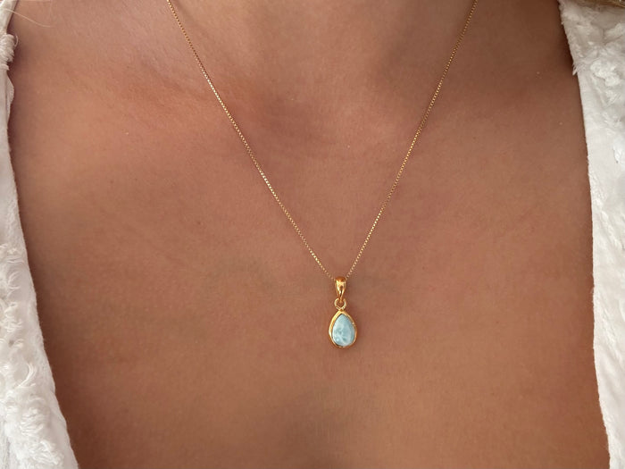 Dew Drop Larimar Pendant Gold | Larimar Gold Vermeil Pendant