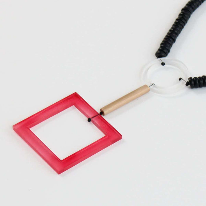 Dominique Pendant Necklace Redish Pink - Sylca Designs - Chunky Jewelry
