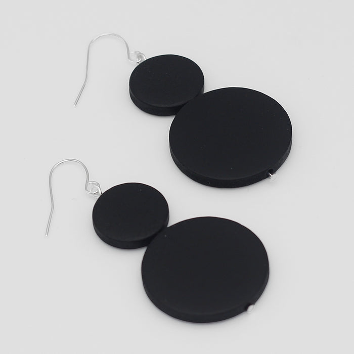Double Bead Sarah Earrings Black - Sylca Designs - Chunky Jewelry
