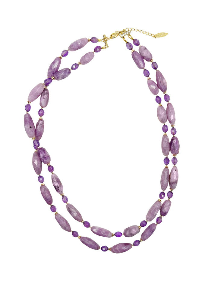 Double Layers Purple Gemstone Necklace LN019 - FARRA