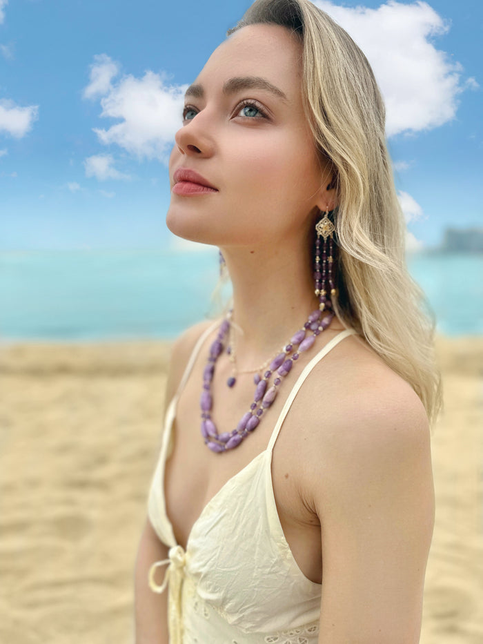 Double Layers Purple Gemstone Necklace LN019 - FARRA