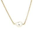 A gold vermeil chain necklace with a single Keshi pearl pendant.