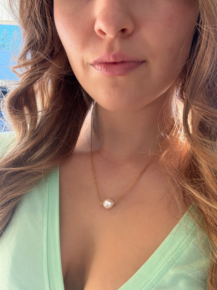 Drift Keshi Pearl Necklace Gold | Gold Vermeil Freshwater Pearl Necklace