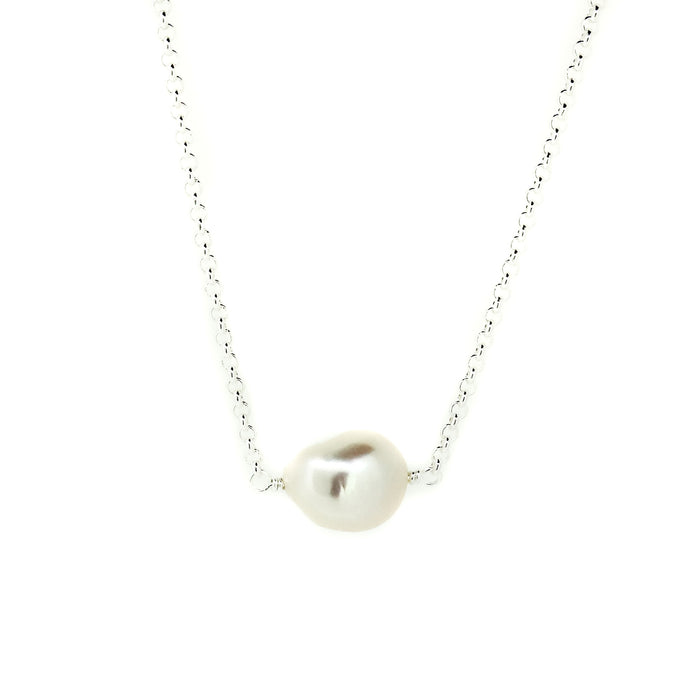 Drift Keshi Pearl Necklace Silver | Freshwater Keshi Pearl Sterling Silver Necklace