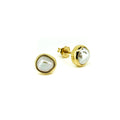 freshwater keshi pearl studs set in gold vermeil