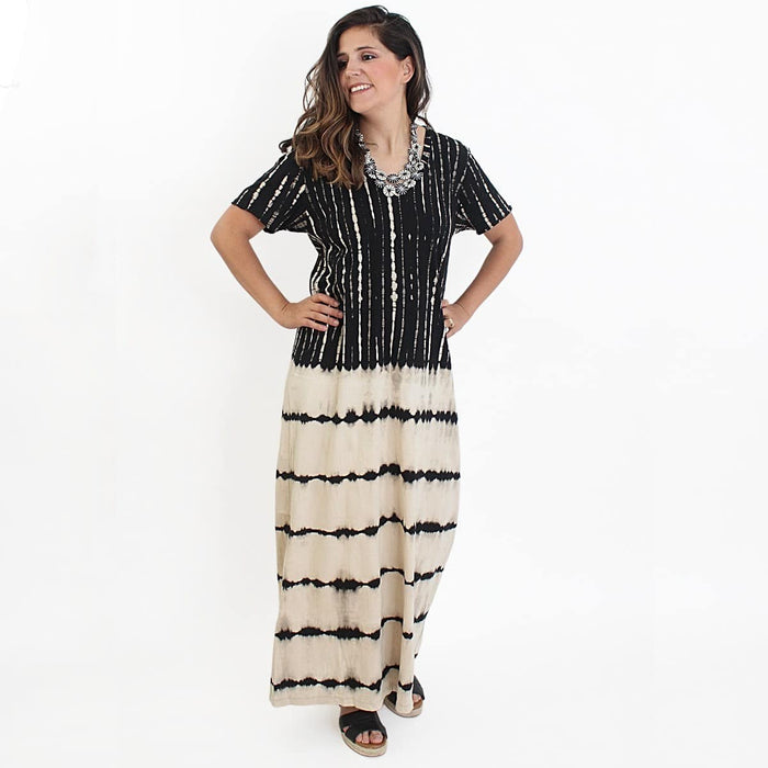 Dual Stripe Fitted Maxi Dress - Sylca Designs - Chunky Jewelry