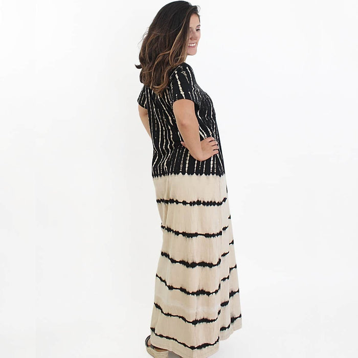 Dual Stripe Fitted Maxi Dress - Sylca Designs - Chunky Jewelry