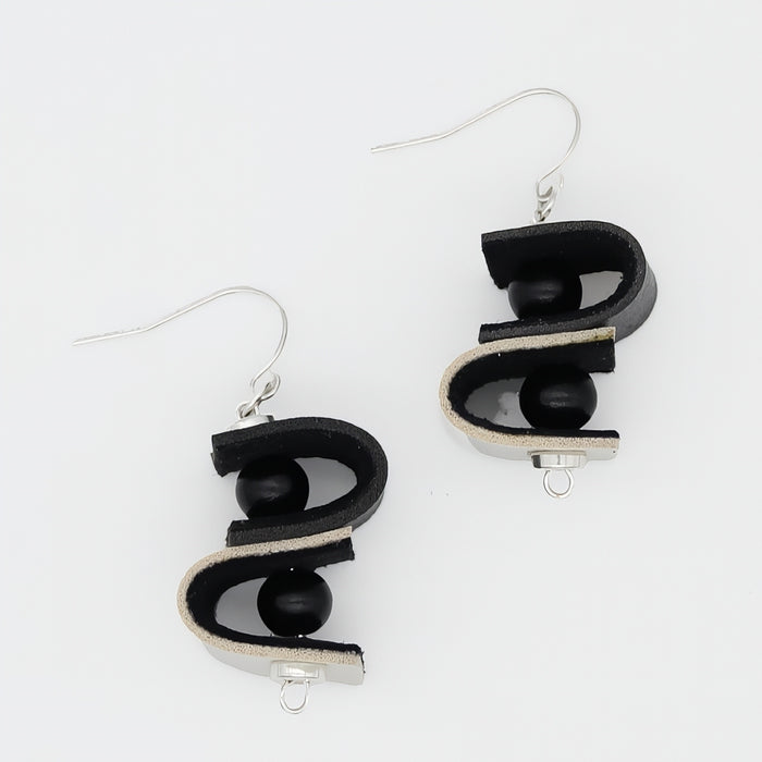 DuoTone Leather Drop Earring - Sylca Designs - Chunky Jewelry