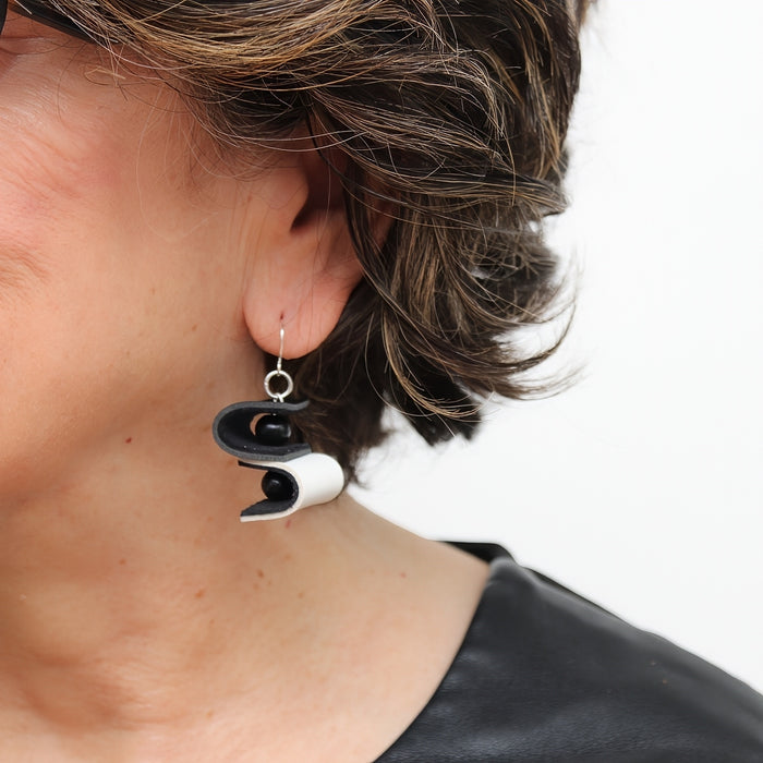 DuoTone Leather Drop Earring - Sylca Designs - Chunky Jewelry