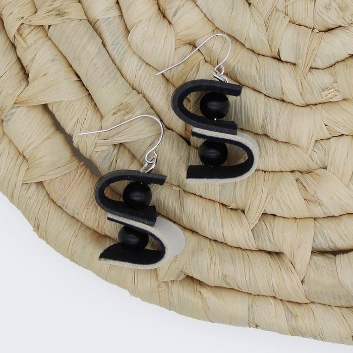 DuoTone Leather Drop Earring - Sylca Designs - Chunky Jewelry