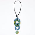 Decorative pendant with colorful design on a white background