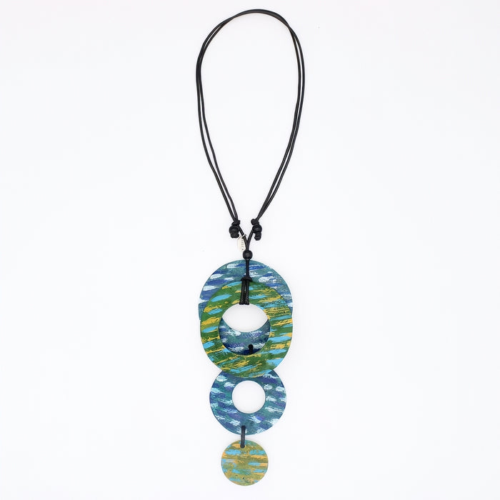 Decorative pendant with colorful design on a white background