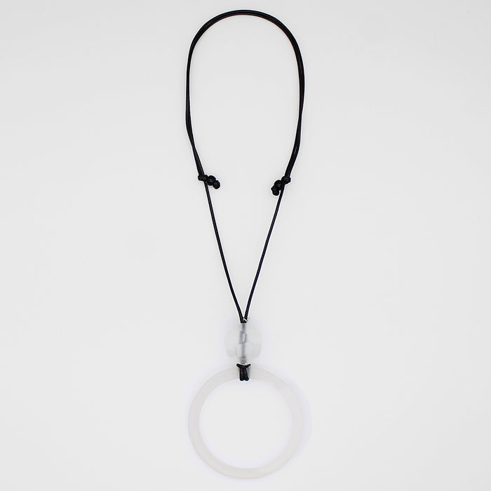 Eira Clear Frosted Circle Pendant - Sylca Designs - Chunky Jewelry