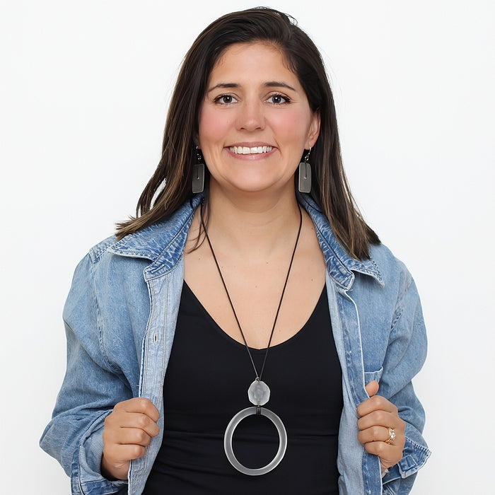 Eira Clear Frosted Circle Pendant - Sylca Designs - Chunky Jewelry