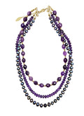 Elegant Amethyst With Purple Pearl Multi-Layers Necklace SN014