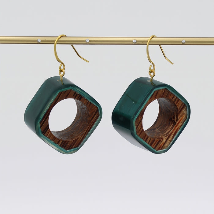 Emerald Geoblend Dangle Earring - Sylca Designs - Chunky Jewelry