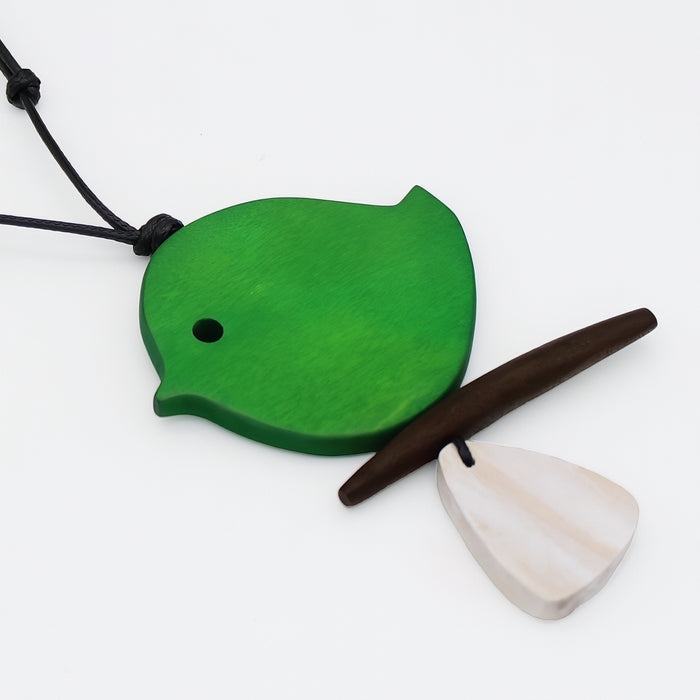 Emerald Green Robin On A Branch Necklace