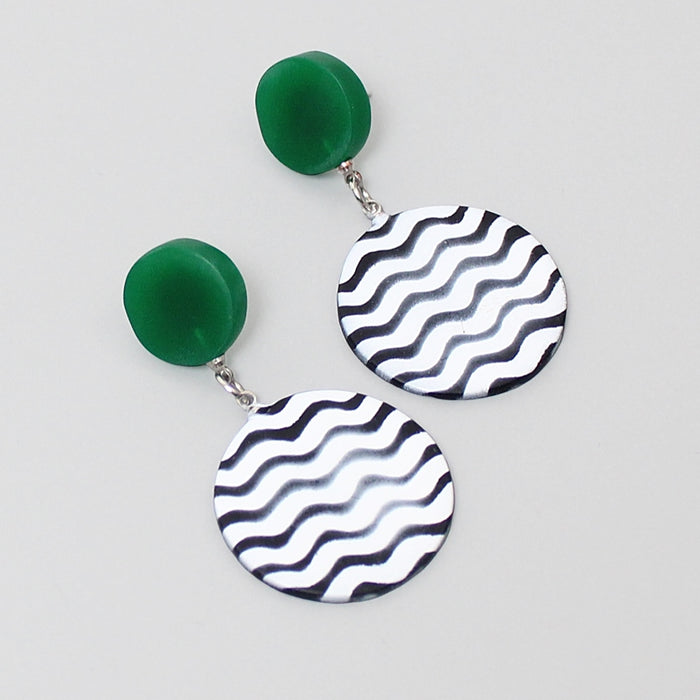 Emerald Lunetta Earrings - Sylca Designs - Chunky Jewelry