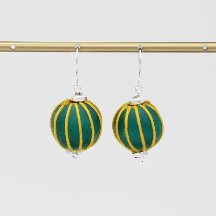 Emerald Thread Wrapped Earring - Sylca Designs - Chunky Jewelry