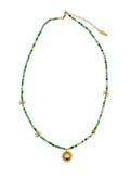 Emerald with Evil Eye Pendant Necklace LN049 - FARRA