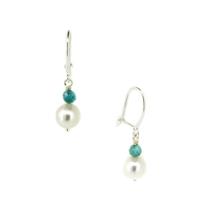festival pearl earrings with larimar