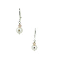 hook earrings with pearl and pink opals